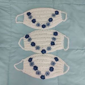 Floral White Handmade Crochet Face Mask